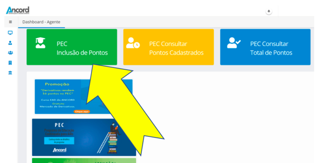 página principal do programa PEC da ANCORD