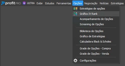 Menu Ultra do Profit Ultra