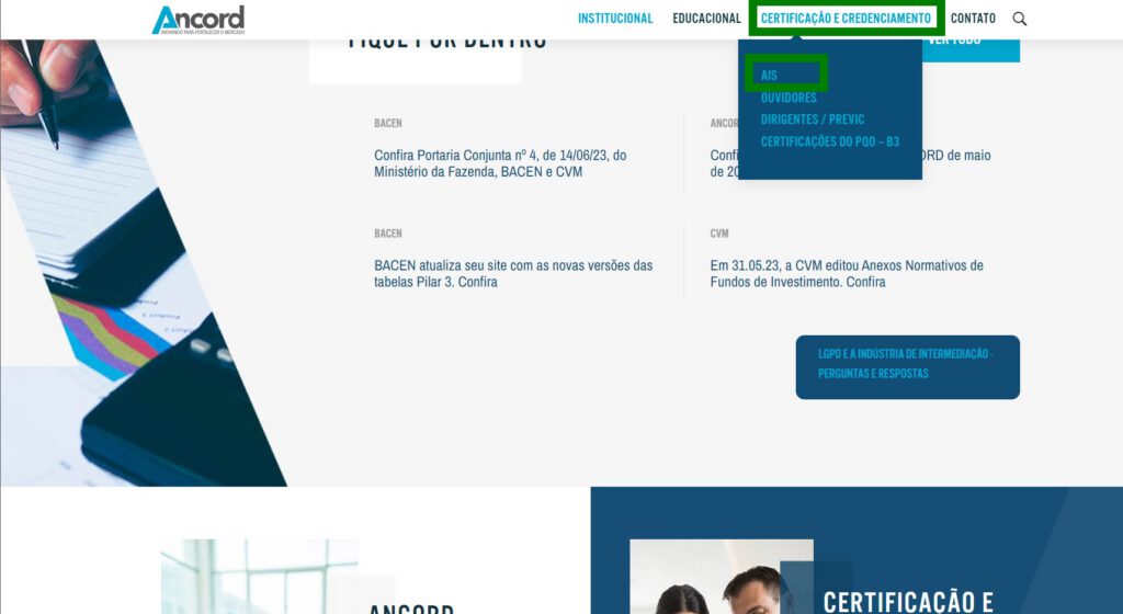 Página inicial de inscrição na prova da ANCORD
