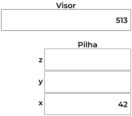 513 no visor e 42 na pilha da HP 12c