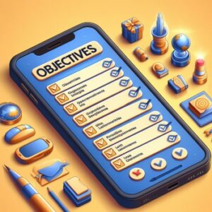 Checklist com a palavra objectives (Objetivos)